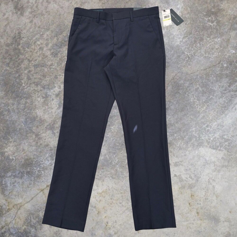 NWT Perry Ellis Tech Slim Fit Dress Pants Mens 30x30 Blue Stretch Wicking Preppy
